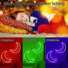 img 3 attached to 🌑 LED RGB Moon Neon Light: Cute 16-Color Changing Moon Sign for Halloween Room Decor. Battery/USB Powered 5V Art LED Decorative Lights: Perfect Night Lights for Home, Bedroom, Office, Dorm, Party