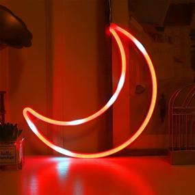 img 1 attached to 🌑 LED RGB Moon Neon Light: Cute 16-Color Changing Moon Sign for Halloween Room Decor. Battery/USB Powered 5V Art LED Decorative Lights: Perfect Night Lights for Home, Bedroom, Office, Dorm, Party