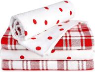 pumxi soft and absorbent kitchen towels, pack of 4, 18 x 28 inch, 🧻 100% cotton hand towels, dish cloths & dish towels, reusable red tea towels bar towels set logo