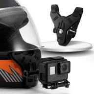 👍 secure gopro motorcycle helmet mount with non-slip & shockproof design for hero 9, 8, 7 (2018), 6 5 4 3 - black logo