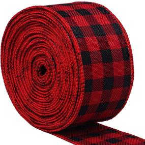 img 4 attached to 🎄 URATOT Red and Black Plaid Burlap Ribbon: Perfect for Christmas Crafts, Wrapping, and Floral Decor