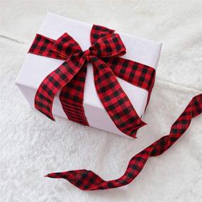 img 2 attached to 🎄 URATOT Red and Black Plaid Burlap Ribbon: Perfect for Christmas Crafts, Wrapping, and Floral Decor