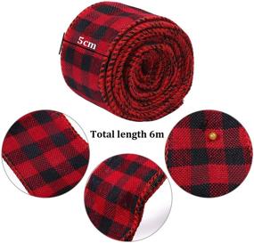 img 3 attached to 🎄 URATOT Red and Black Plaid Burlap Ribbon: Perfect for Christmas Crafts, Wrapping, and Floral Decor