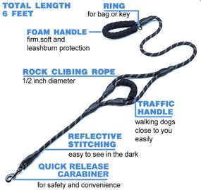 img 3 attached to IFANR Heavy-Duty Dog Leash - 2 Padded Handles - Training and Walking Leashes for Medium to Large Dogs, 6 ft Long