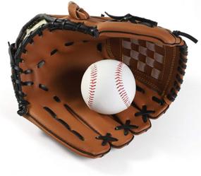 img 1 attached to Durable Leather Baseball Gloves for Kids and Teens: Softball Mitt for Boys and Girls, Left Hand Infielder Fielding Glove Series for Outdoor Sports Training and Practice Equipment