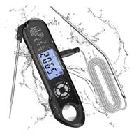 🔥 ultimate tool for precise cooking: dual probe meat thermometer with alarm, backlight, and oven safe design - perfect for bbq, baking! (battery included) logo