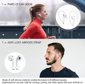 img 1 attached to Чехол для наушников TOLUOHU AirPods - 12 в 1 набор аксессуаров из силикона для AirPods 1 и 2: защитный чехол, кожа, ремешок для часов, насадки, ремешок, держатель, крючки для ушей, брелок, коробка для переноски (розовый)