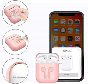 img 3 attached to Чехол для наушников TOLUOHU AirPods - 12 в 1 набор аксессуаров из силикона для AirPods 1 и 2: защитный чехол, кожа, ремешок для часов, насадки, ремешок, держатель, крючки для ушей, брелок, коробка для переноски (розовый)