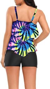 img 1 attached to 🌺 Corfrute Women's Floral Ruffle Tankini Swimsuit Set with Boyshorts Bottoms - 2 Piece Bathing Suit Swimwear