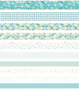 img 3 attached to 🌊 Blue Wave 10 Rolls Washi Tape Set with Gold Foil | Decorative Paper Tape for Scrapbooking, Planners, Card/Gift Wrapping, DIY Decor, and Crafts