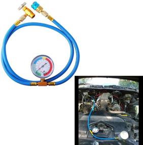 img 3 attached to 🔄 Wadoy R134A Refrigerant Charge Hose Kit with Low Pressure Gauge, 1/2＂Acme Male 1/4&#34; SAE Female Can Tap Valve, R134A Quick Connect - AC Refrigerant Recharging Hose