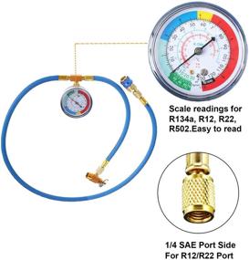 img 2 attached to 🔄 Wadoy R134A Refrigerant Charge Hose Kit with Low Pressure Gauge, 1/2＂Acme Male 1/4&#34; SAE Female Can Tap Valve, R134A Quick Connect - AC Refrigerant Recharging Hose