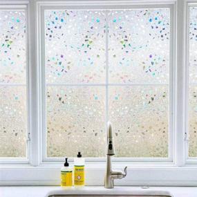 img 3 attached to 🍋 Lemon Cloud Stained Window Privacy Film, Frosted Glass Static Cling for Glass Door Home, 3D Rubble Design (17.5in. by 78.7in) - Decorative Window Film