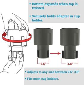 img 3 attached to 🚗 Swigzy Адаптер для увеличения держателя для чашек в автомобиле - регулируемый держатель для бутылок Hydro Flask, Yeti, Nalgene и больших бутылок объемом 32/40 унции - серый