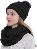 🧣 thick winter womens scarf beanie hat set - knit infinity scarf for women logo