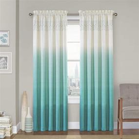 img 4 attached to 🪟 VUE Arashi Teal Ombre Boho Rod Pocket Window Curtain for Bedroom - Elegant 1 Panel, 52"x 95