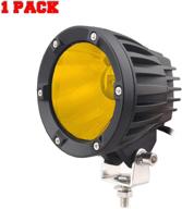 🚦 chelhead 1 pc yellow 50w led cannon light - 3500k cree led chip spot light beam, 4 inch round led pod for bumper and a-pillar fog driving light, compatible with jeep truck atv utv polaris logo