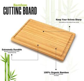 img 3 attached to 🔪 Utopia Kitchen (Set of 2) Extra Large Bamboo Cutting Boards with Juice Grooves - Ideal Kitchen Chopping Boards for Meat, Cheese, and Vegetables (17 x 12 Inch)