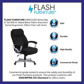 img 1 attached to 🪑 Flash Furniture HERCULES Big & Tall 500 lb. Rated Black Fabric Executive Swivel Office Chair - Ergonomic & Armrests Included