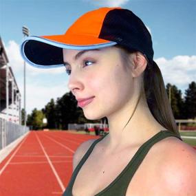 img 1 attached to 🏃 High Visibility Reflective Running Hat 2-Pack for Men and Women - Night Safety Gear for Jogging, Sports, and Outdoors - Mesh Panel for Breathability, Quick-Dry, Lightweight - Orange/Green