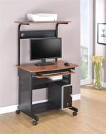 💻 honey and black computer unit with ample storage and mobility casters logo