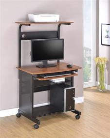 img 4 attached to 💻 Honey and Black Computer Unit with Ample Storage and Mobility Casters