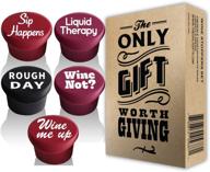 🍷 vinakas 5 wine stoppers + gift box: ideal wine accessories and gifts for women - set of 5 funny silicone bottle stoppers - effective performance guaranteed! logo