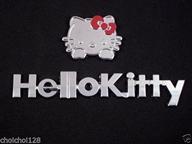 🚗 новый плоский автомобильный значок hello morning kitty kitten с хромированным серебряным отливом и красной ленточкой - на переднюю или заднюю сторону автомобиля - 1 шт. логотип