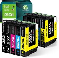 🖨️ greenbox remanufactured ink cartridge set for epson 252xl 252 xl t252 printer tray - 10 pack (4 regular black, 2 cyan, 2 magenta, 2 yellow) - replacement ink for workforce wf-3620 wf-3640 wf-7210 wf-7710 logo