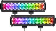 🚗 ultimate led light bar 72w 12inch: offroad spot lights with 200 million chasing colors controlled by app & remote - waterproof ip68, pack of 2 for trucks, suvs, atv, utv, boats logo