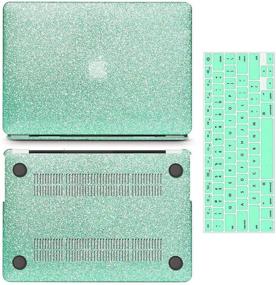 img 3 attached to 👝 Glitter Smooth Leather Snap On Protective MacBook Air 13 inch Case, Shining Mint Green - Anban Compatible with Model A1466 A1369 (2010-2017 Release) including Keyboard Cover