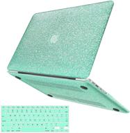 👝 glitter smooth leather snap on protective macbook air 13 inch case, shining mint green - anban compatible with model a1466 a1369 (2010-2017 release) including keyboard cover logo