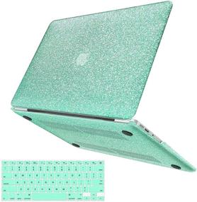 img 4 attached to 👝 Glitter Smooth Leather Snap On Protective MacBook Air 13 inch Case, Shining Mint Green - Anban Compatible with Model A1466 A1369 (2010-2017 Release) including Keyboard Cover