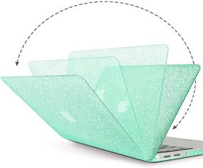 img 2 attached to 👝 Glitter Smooth Leather Snap On Protective MacBook Air 13 inch Case, Shining Mint Green - Anban Compatible with Model A1466 A1369 (2010-2017 Release) including Keyboard Cover