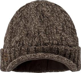 img 1 attached to Yukon Cable Knit Wool Brim Visor Beanie Winter Hat - Coal