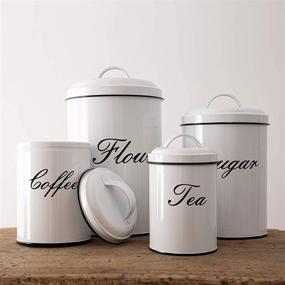 img 1 attached to 🏺 Rustic Deppon Vintage Farmhouse Canister Set, 4-Piece Stainless Steel Food Storage Container in White