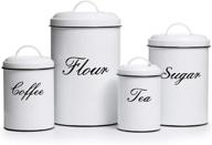 🏺 rustic deppon vintage farmhouse canister set, 4-piece stainless steel food storage container in white логотип