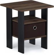 🌙 functional furinno andrey end table nightstand with bin drawer - walnut/dark brown - 1-pack logo