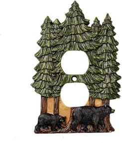 img 4 attached to 🐻 GEEKIA Black Bear Pine Tree Light Switch Plate Cover - Double Polyresin Switch Plate Cover - Wall Plate for Switch