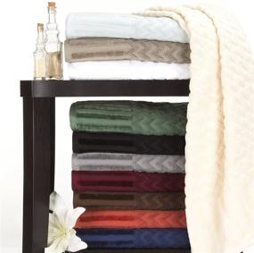 img 1 attached to 🧱 Brick Deluxe Plush Bath Towel Set - Bedford Home 6-Piece Cotton - Chevron Pattern Sculpted Spa Luxury Decorative Body, Hand, and Face Towels