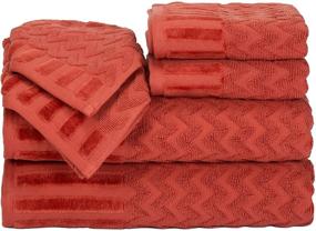 img 4 attached to 🧱 Brick Deluxe Plush Bath Towel Set - Bedford Home 6-Piece Cotton - Chevron Pattern Sculpted Spa Luxury Decorative Body, Hand, and Face Towels