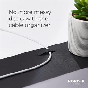 img 2 attached to Nordik Leather Desk Mat Cable Organizer (Pebble Black 35 X 17 Inch) Premium Extended Mouse Mat For Home Office Accessories - Felt Vegan Large Leather Desk Pad Protector &Amp