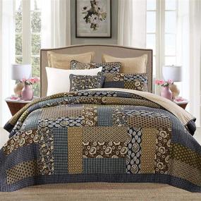 img 4 attached to 🛏️ DECMAY Real Patchwork 100% Cotton Bedspread Queen Size: Vintage Plaid Floral Daybed Bedding Sets