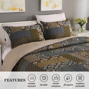 img 3 attached to 🛏️ DECMAY Real Patchwork 100% Cotton Bedspread Queen Size: Vintage Plaid Floral Daybed Bedding Sets