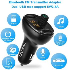 img 2 attached to 🚗 aceyoon FM Transmitter: Dual USB Car Charger with Bluetooth 5.0, Max 3.4A, Voltmeter, LED Display - Wireless FM Radio Receiver Car Kit for Android & iOS Devices