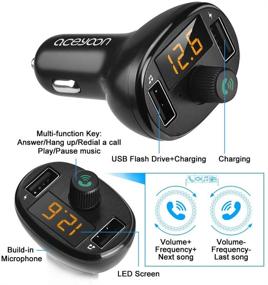 img 1 attached to 🚗 aceyoon FM Transmitter: Dual USB Car Charger with Bluetooth 5.0, Max 3.4A, Voltmeter, LED Display - Wireless FM Radio Receiver Car Kit for Android & iOS Devices