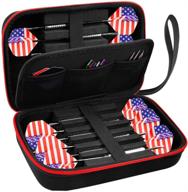 alkoo dart case: holds 12 steel tip & soft tip darts, flight-protection space, multiple pockets for accessories - black logo