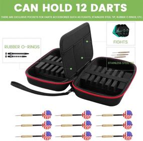 img 3 attached to ALKOO Dart Case: Holds 12 Steel Tip & Soft Tip Darts, Flight-protection Space, Multiple Pockets for Accessories - Black