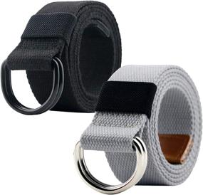 img 4 attached to 👗 Stylish Canvas Double D Ring Women's Belt: Fashionable Casual Women's Accessory