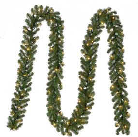 img 4 attached to 🎄 18ft Pre-Lit Kingston Indoor/Outdoor Garland Decoration - Home Accents Holiday with 70 Sparkling Warm Clear Lights